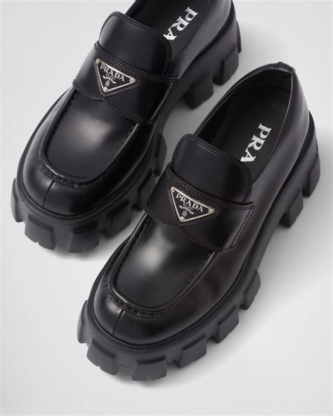 prada logo patent penny loafers|prada monolith loafers women's.